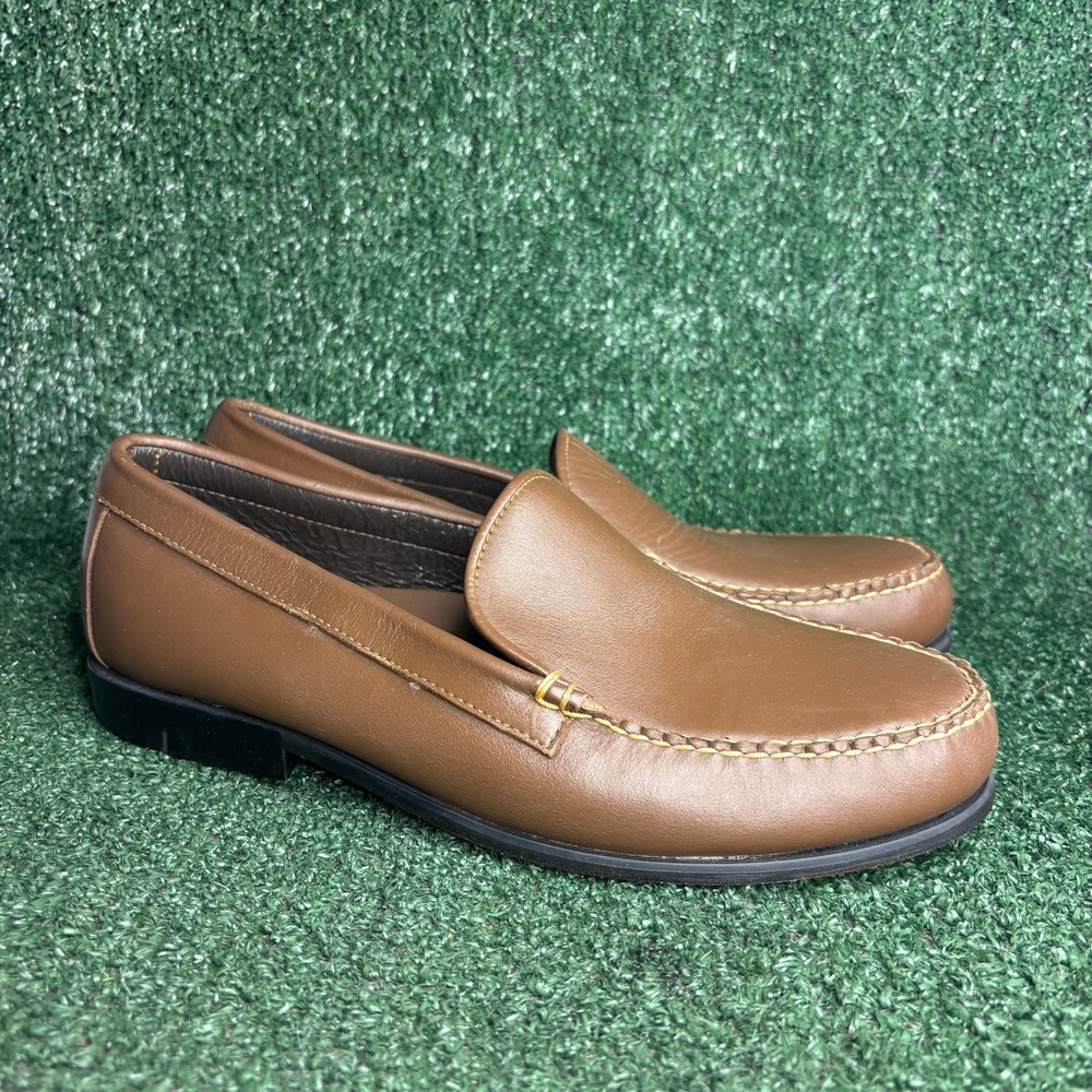 NEW Hitchcock Leather Slip On Venetian Loafers Classic Brown Mens Size 9 5E Wide